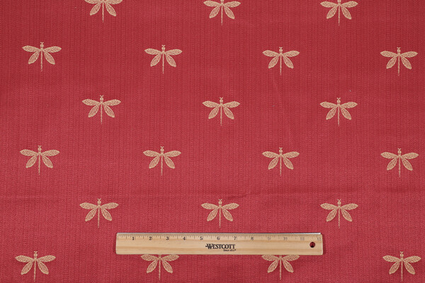 Swavelle/Mill Creek Imperial Dragonfly Damask Upholstery Fabric in Maraschino