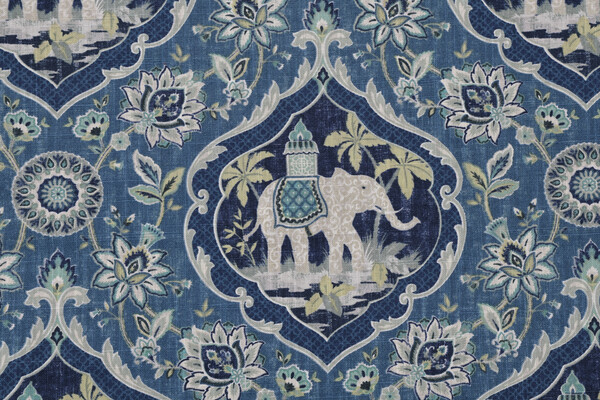 Mill Creek Sanaya Printed Cotton Drapery Fabric in Denim