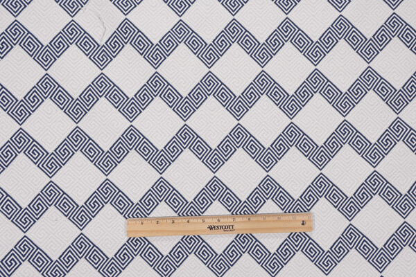 Chevron Key Woven Upholstery Fabric in Navy