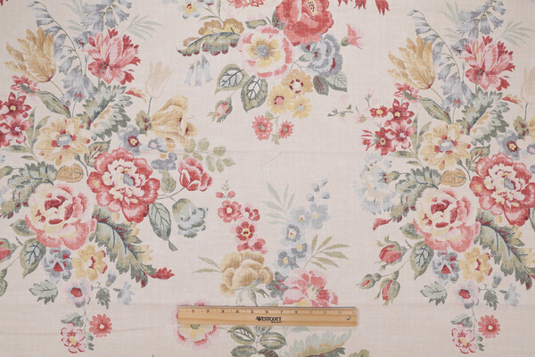 Kittridge Printed Cotton Drapery Fabric in Champagne