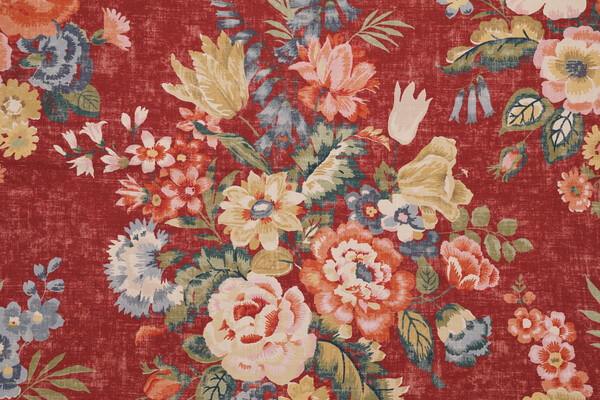 Kittridge Printed Cotton Drapery Fabric in Crimson
