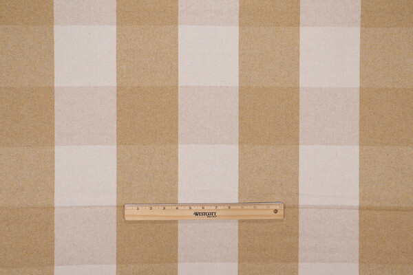 Robert Allen Pecore Plaid Woven Wool Blend Upholstery Fabric in Brass