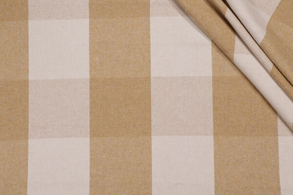 Robert Allen Pecore Plaid Woven Wool Blend Upholstery Fabric in Brass