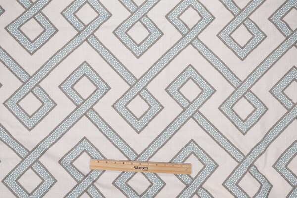 Fabricut Clarissa Embroidered Drapery Fabric in Turquoise