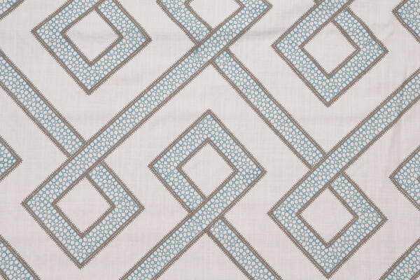 Fabricut Clarissa Embroidered Drapery Fabric in Turquoise
