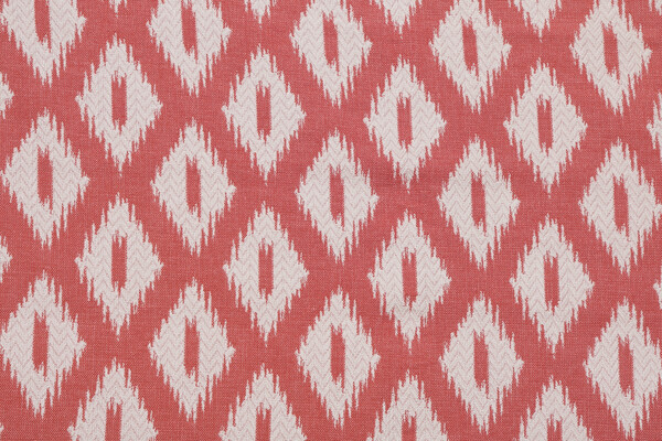 Ikat Diamond Woven Upholstery Fabric in Coral