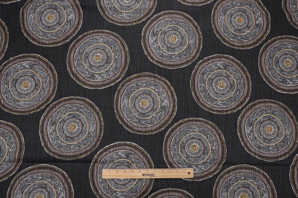 1 Yard Robert Allen Medallion Printed Cotton Drapery Fabric in Nightsky