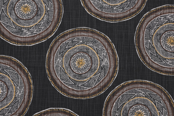 1 Yard Robert Allen Medallion Printed Cotton Drapery Fabric in Nightsky