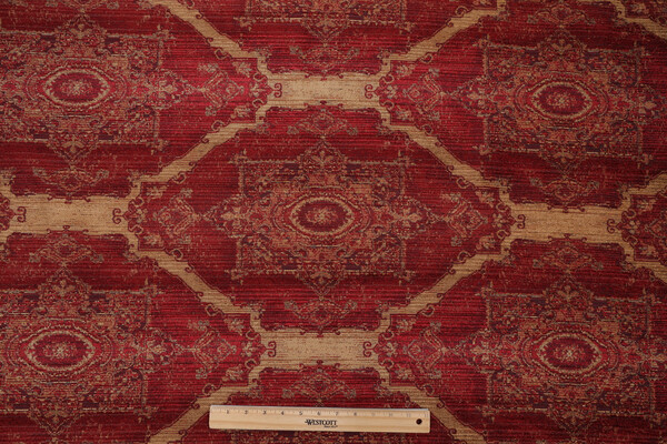 Nazilli Chenille Tapestry Upholstery Fabric in Lipstick