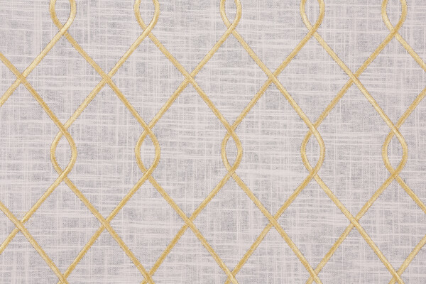 Duralee Rico Embroidered Linen Drapery Fabric in Yellow