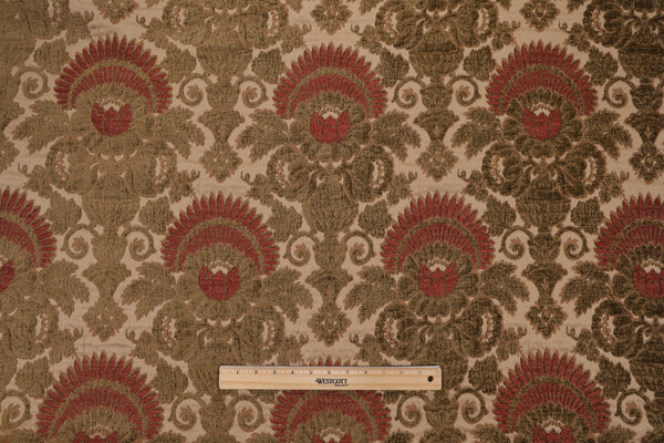 Candace Chenille Tapestry Upholstery Fabric in Rust/Sage