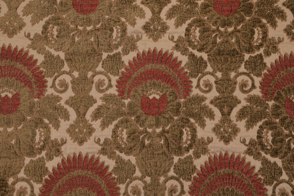 Candace Chenille Tapestry Upholstery Fabric in Rust/Sage