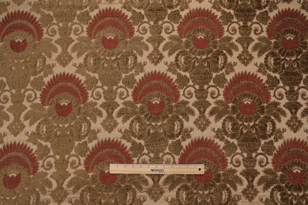 Candace Chenille Tapestry Upholstery Fabric in Rust/Sage