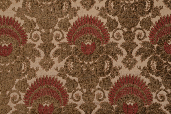 Candace Chenille Tapestry Upholstery Fabric in Rust/Sage