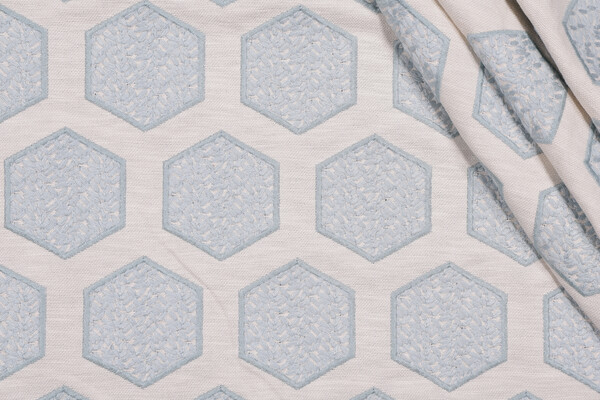 Valiant Fabrics Lane Embroidered Drapery Fabric in Spa 