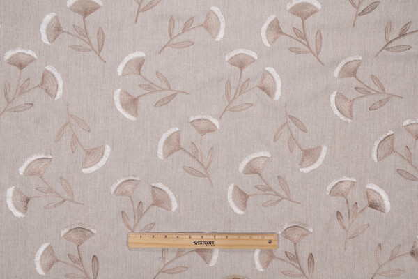 Valiant Fabrics Kylie Embroidered Drapery Fabric in Linen 