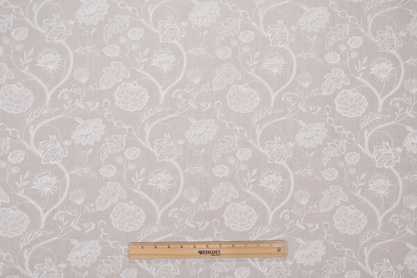 Valiant Fabrics Marissa Embroidered Drapery Fabric in Pebble 