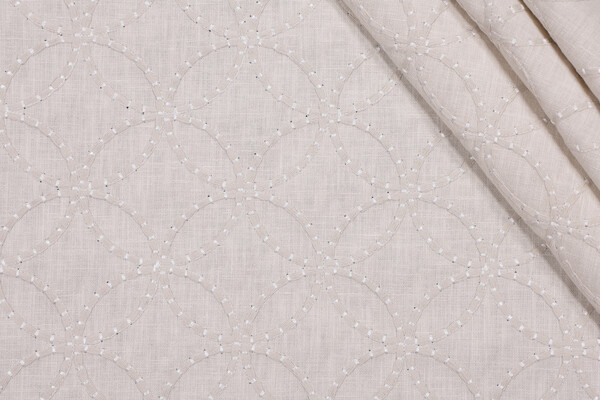 Valiant Fabrics Cycle Embroidered Drapery Fabric in Fawn 