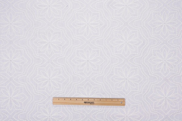 Valiant Fabrics Alpine Embroidered Drapery Fabric in Off-White 
