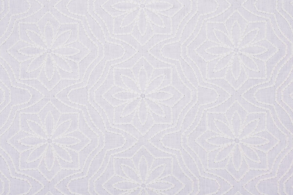 Valiant Fabrics Alpine Embroidered Drapery Fabric in Off-White 