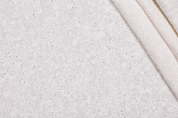 Valiant Fabrics Lola Embroidered Drapery Fabric in Off-White 