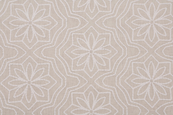 Valiant Fabrics Alpine Embroidered Drapery Fabric in Off-White 