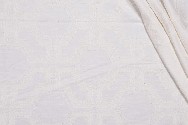 Valiant Fabrics Sorrell Embroidered Drapery Fabric in Off-White 