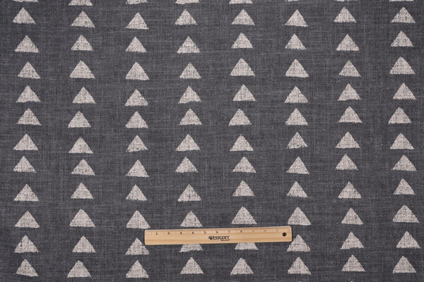 PK Lifestyles Nomadic Triangle Printed Cotton Blend Drapery Fabric in Ebony 