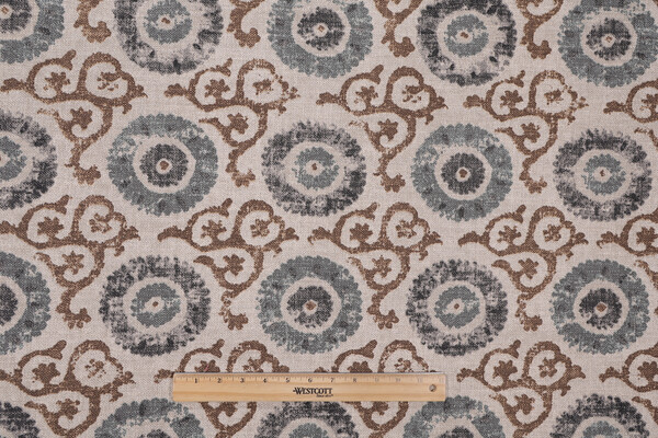 PK Lifestyles Origins Printed Cotton Blend Drapery Fabric in Espresso 