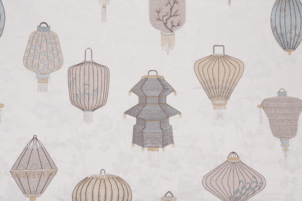 P Kaufmann Nagashi Embroidered Jacquard Drapery Fabric in Zen 