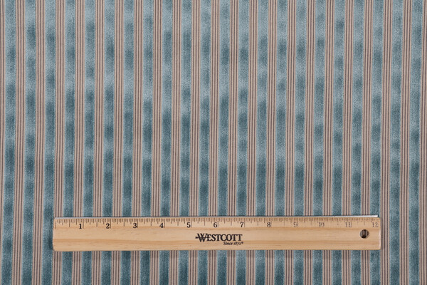Theodora Stripe Velvet Upholstery Fabric in Aqua 