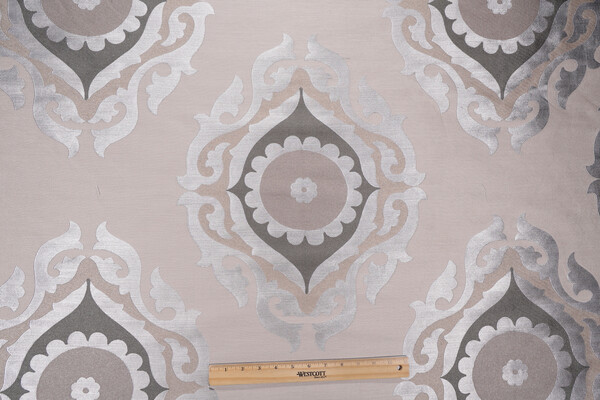 Anna French Suzani AW7879 Damask Decorator Fabric in Taupe & Grey 