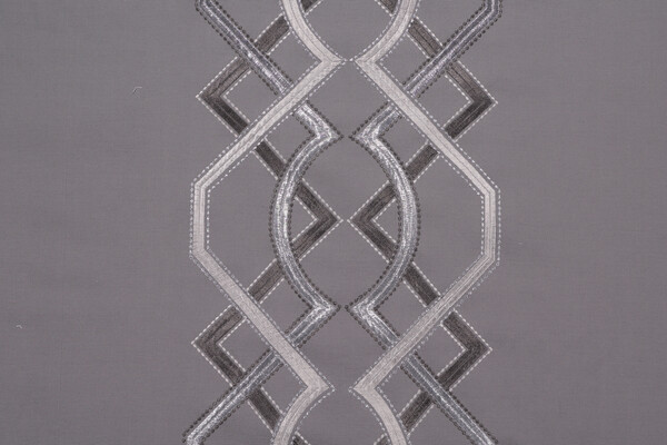 Anna French Bergman AW9128 Embroidered Cotton Decorator Fabric in Charcoal for Thibaut 