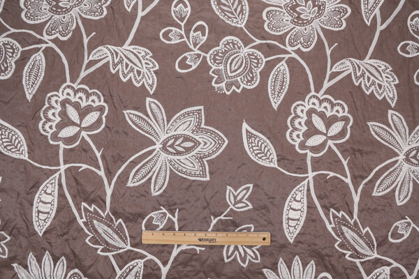 Thibaut Brunello AW26106 Embroidered Drapery Fabric in Natural 