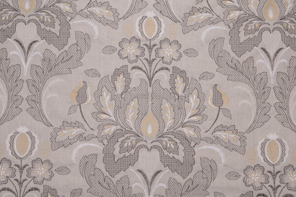 Anna French Trumpet Embroidery AW26118 Embroidered Decorator Fabric in Natural 