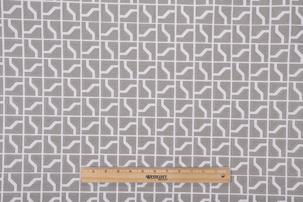 Covington Greystone Applique Embroidered Drapery Fabric in 191-Pearl Grey 