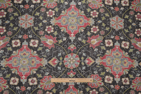 Covington Bettina Printed Linen Blend Drapery Fabric in 949-Cindersmoke 