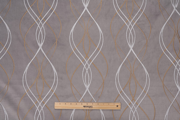 Covington Rialto Embroidered Velvet Upholstery Fabric in 9-Graphite 