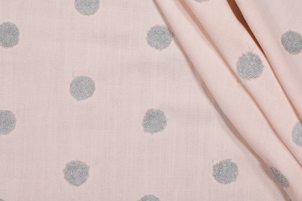 Covington Puff Dotty Embroidered Drapery Fabric in 704-Dusty Rose 