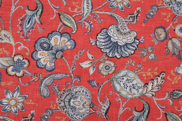 Covington Wedgewood Printed Linen Blend Drapery Fabric in 329-Salsa 