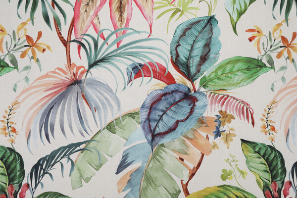 Hamilton Maui Printed Cotton Drapery Fabric in Tropics 