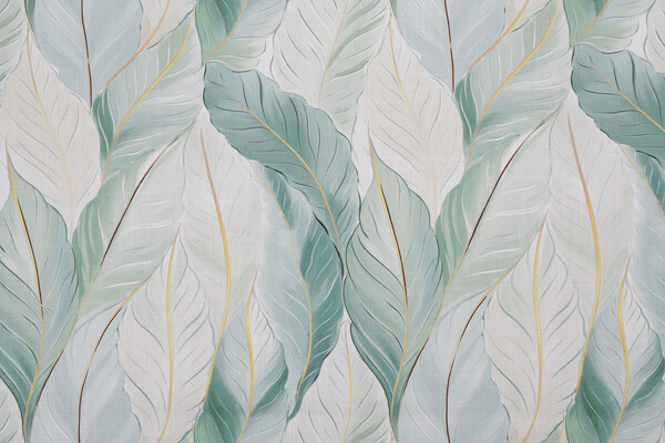 Hamilton Leaflet Printed Cotton Drapery Fabric in Nile 