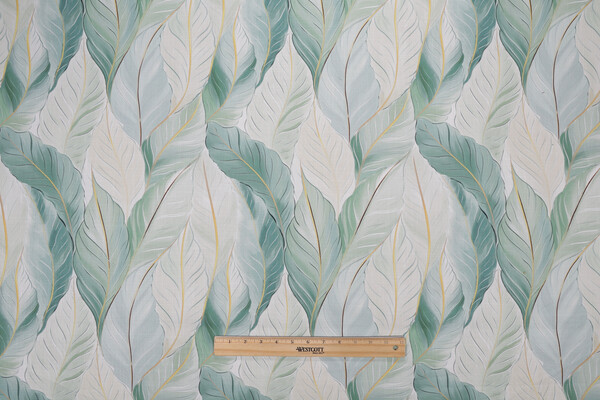 Hamilton Leaflet Printed Cotton Drapery Fabric in Nile 