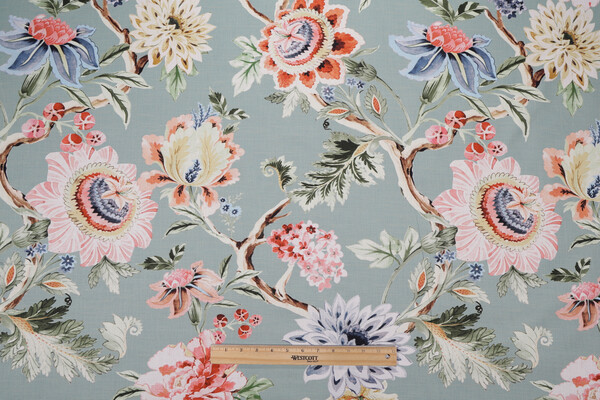 Hamilton Melrose Printed Cotton Drapery Fabric in Duckegg 