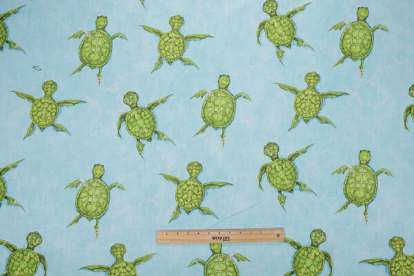 Hamilton Kemp Printed Cotton Drapery Fabric in Aqua 