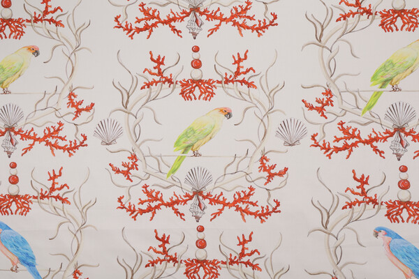 Hamilton Buffett Printed Cotton Drapery Fabric in Coral 