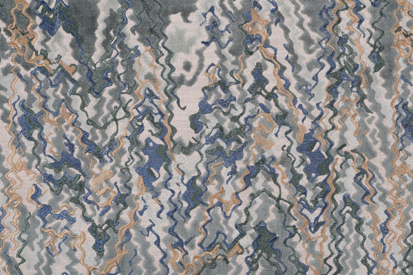 Hamilton Ridgecrest Embroidered Velvet Upholstery Fabric in Aegean 