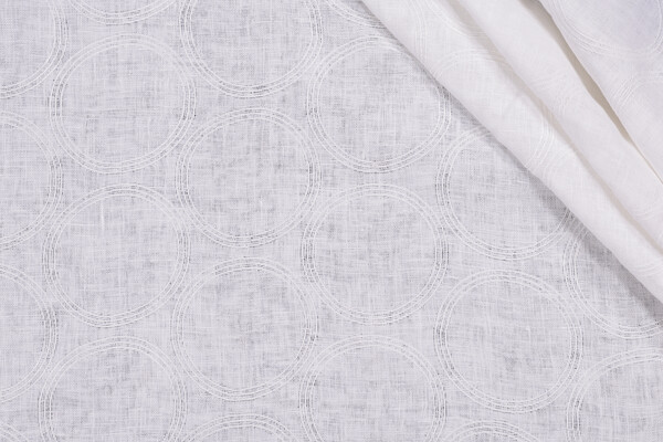 Ringlet Sheer Embroidered Drapery Fabric in White 
