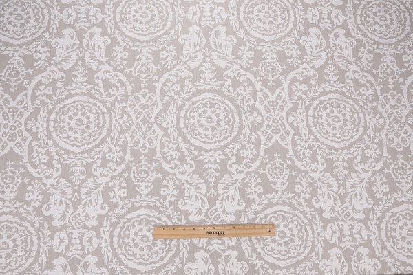 Thibaut Sansome F94155 Printed Linen Blend Drapery Fabric in White on Natural 