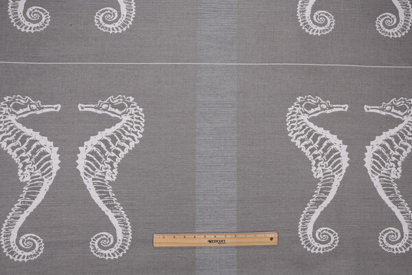 Sunbrella Seahorses Woven Solution Dyed Acrylic Pillow Square Outdoor Fabric in Stone 
